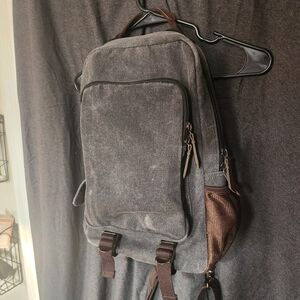 Gray Canvas Men's Backpack One Strap